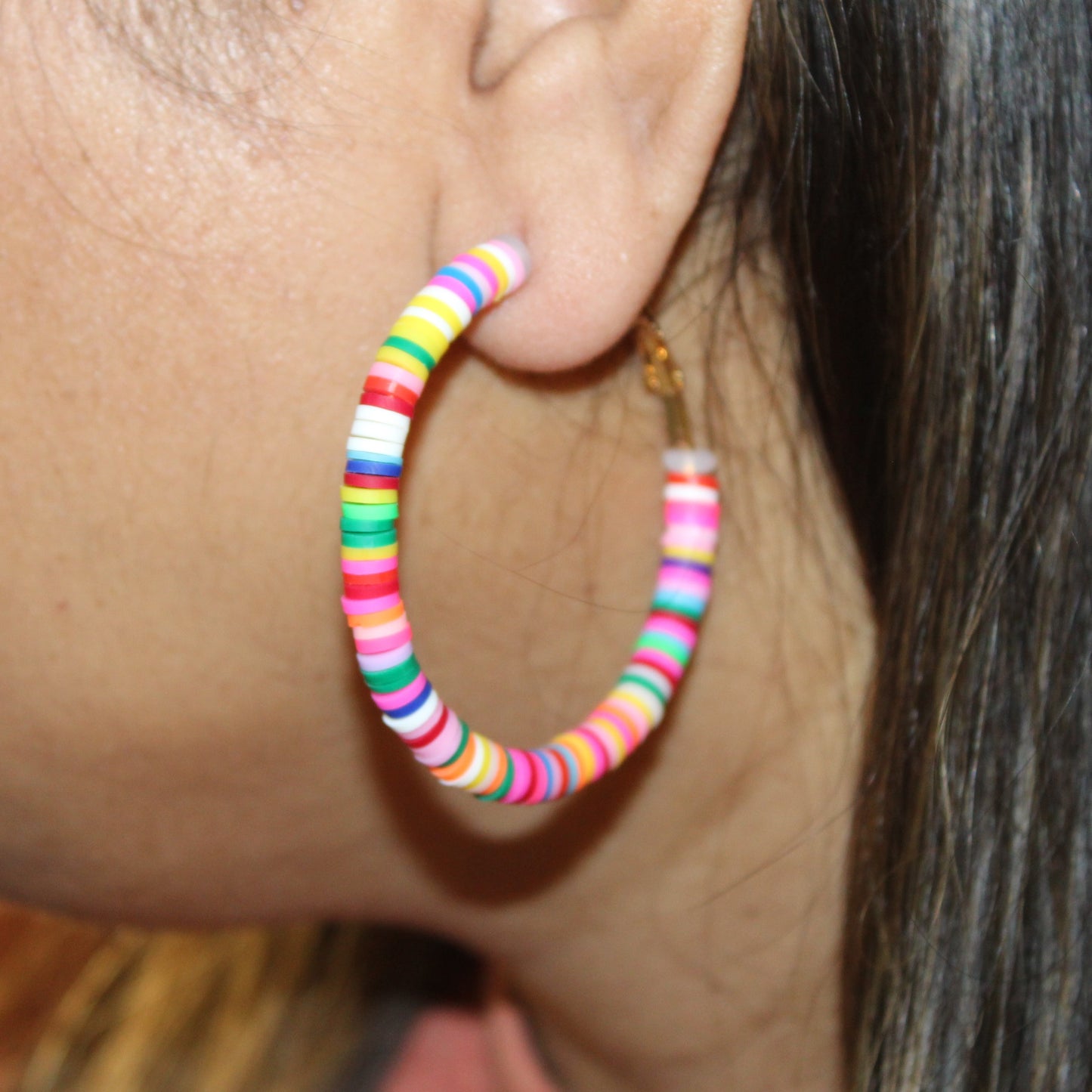 Boho Chic Polymer Clay Hoop Earrings