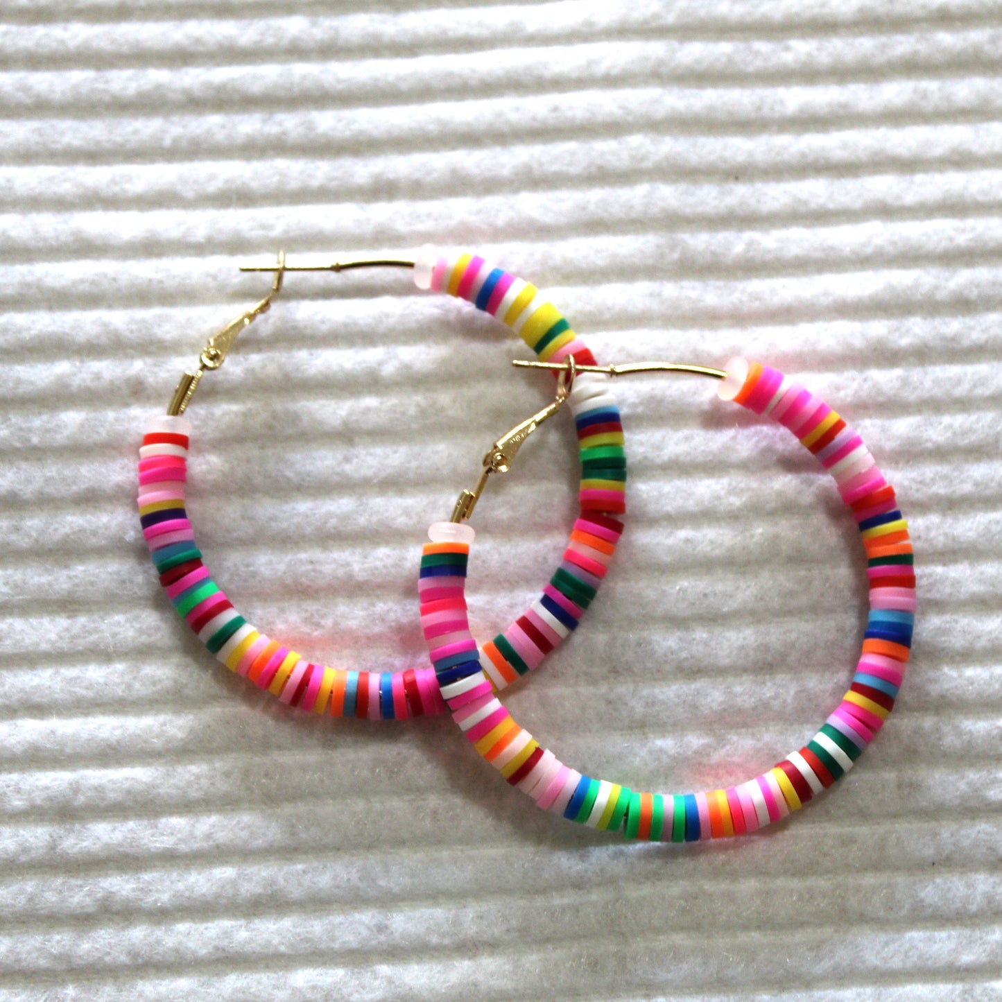 Boho Chic Polymer Clay Hoop Earrings