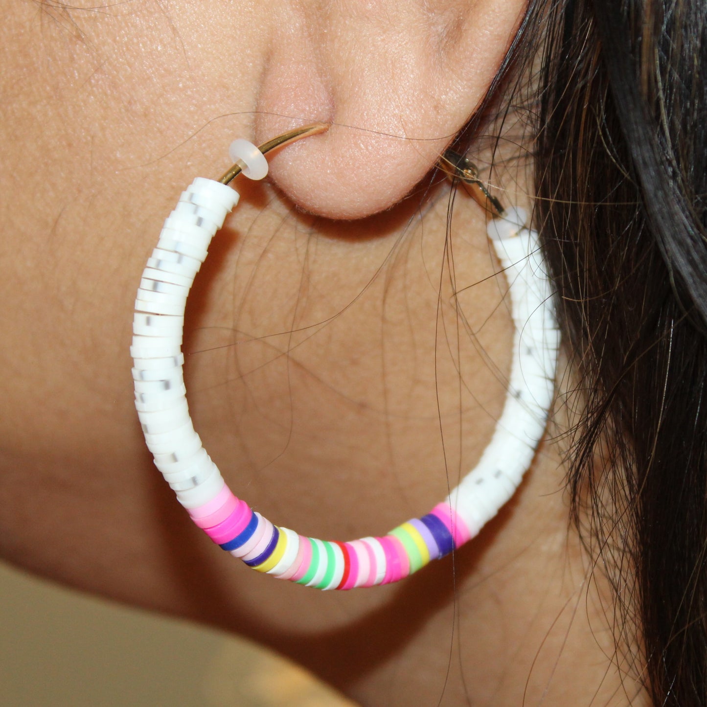 Boho Chic Polymer Clay Hoop Earrings