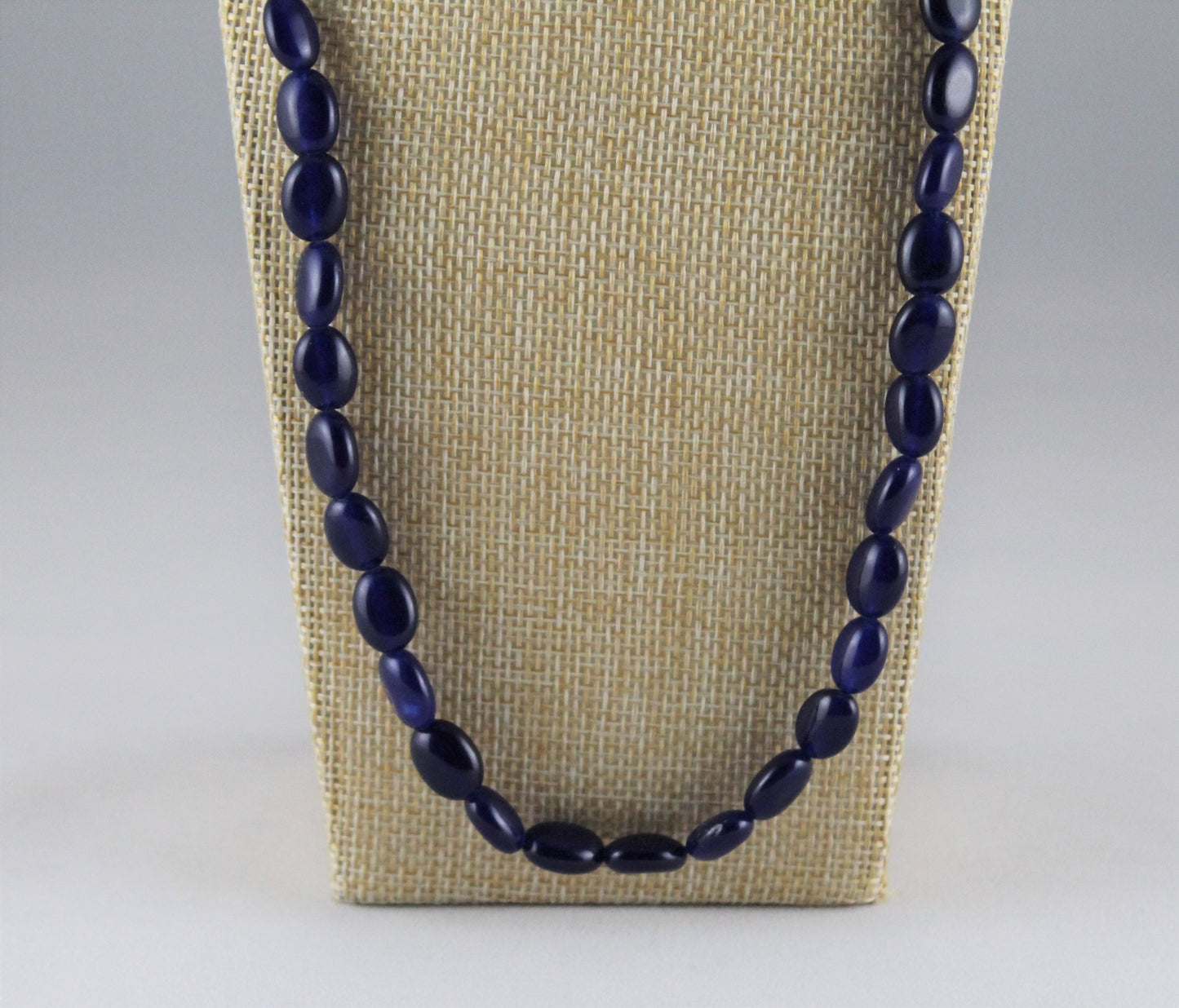 Semi Precious Single Strand Oval Sapphire Necklace