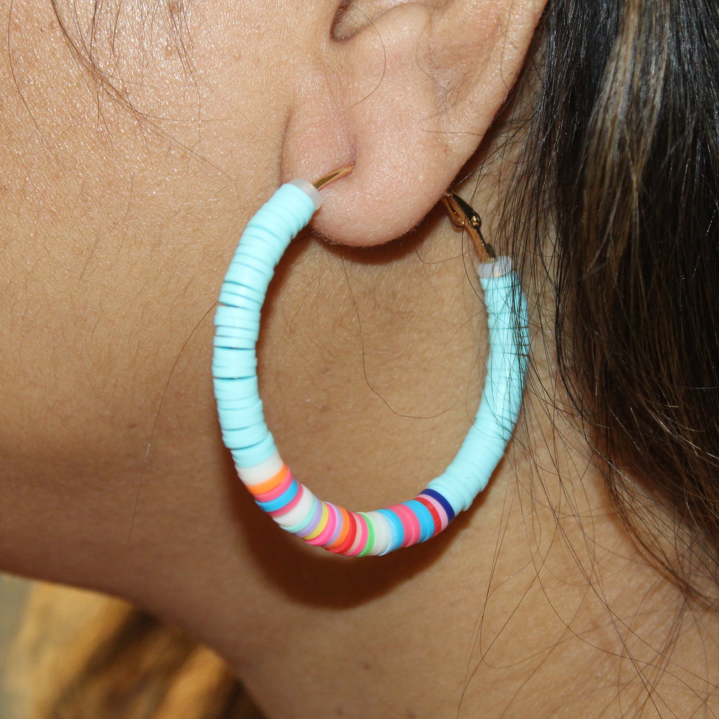 Boho Chic Polymer Clay Hoop Earrings