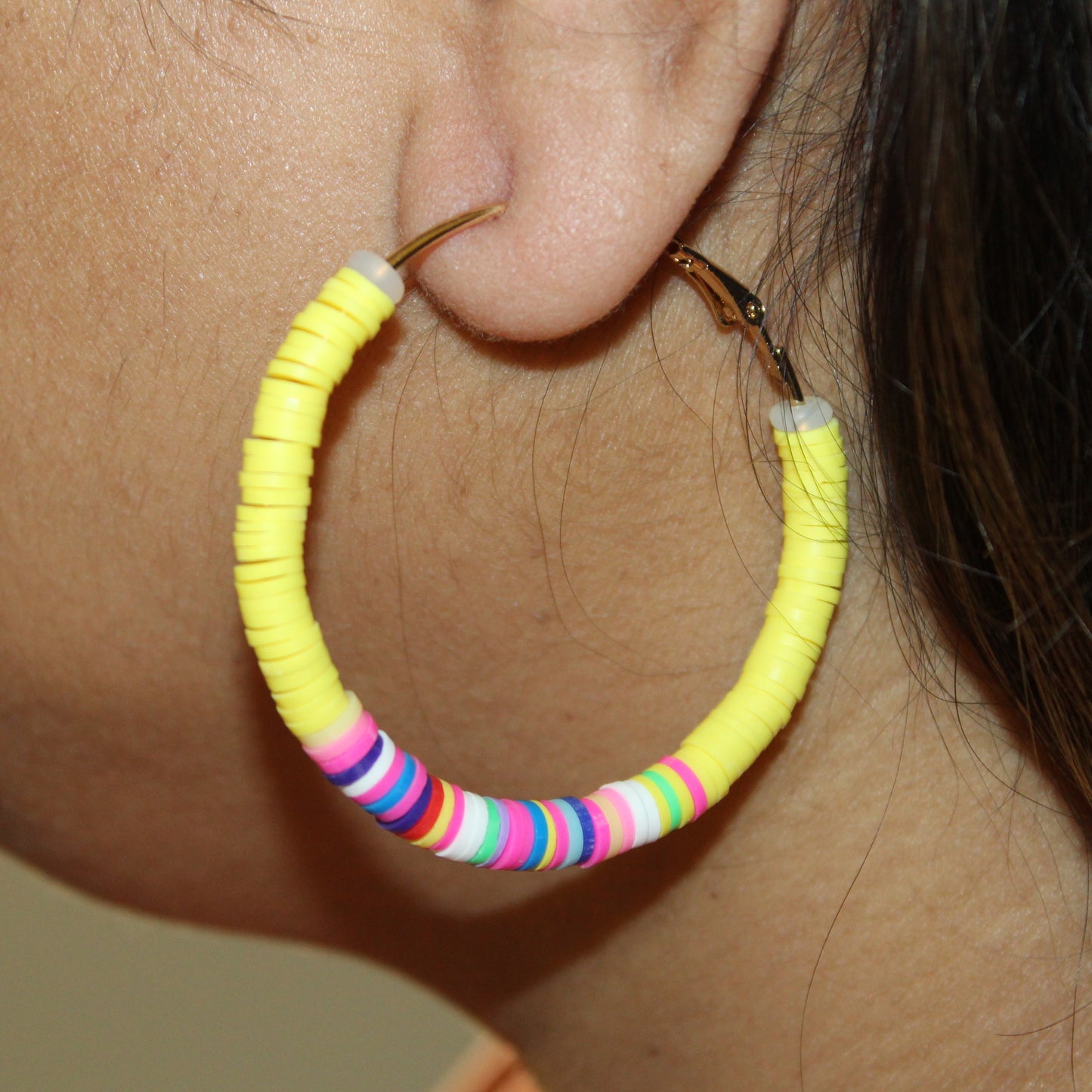 Boho Chic Polymer Clay Hoop Earrings