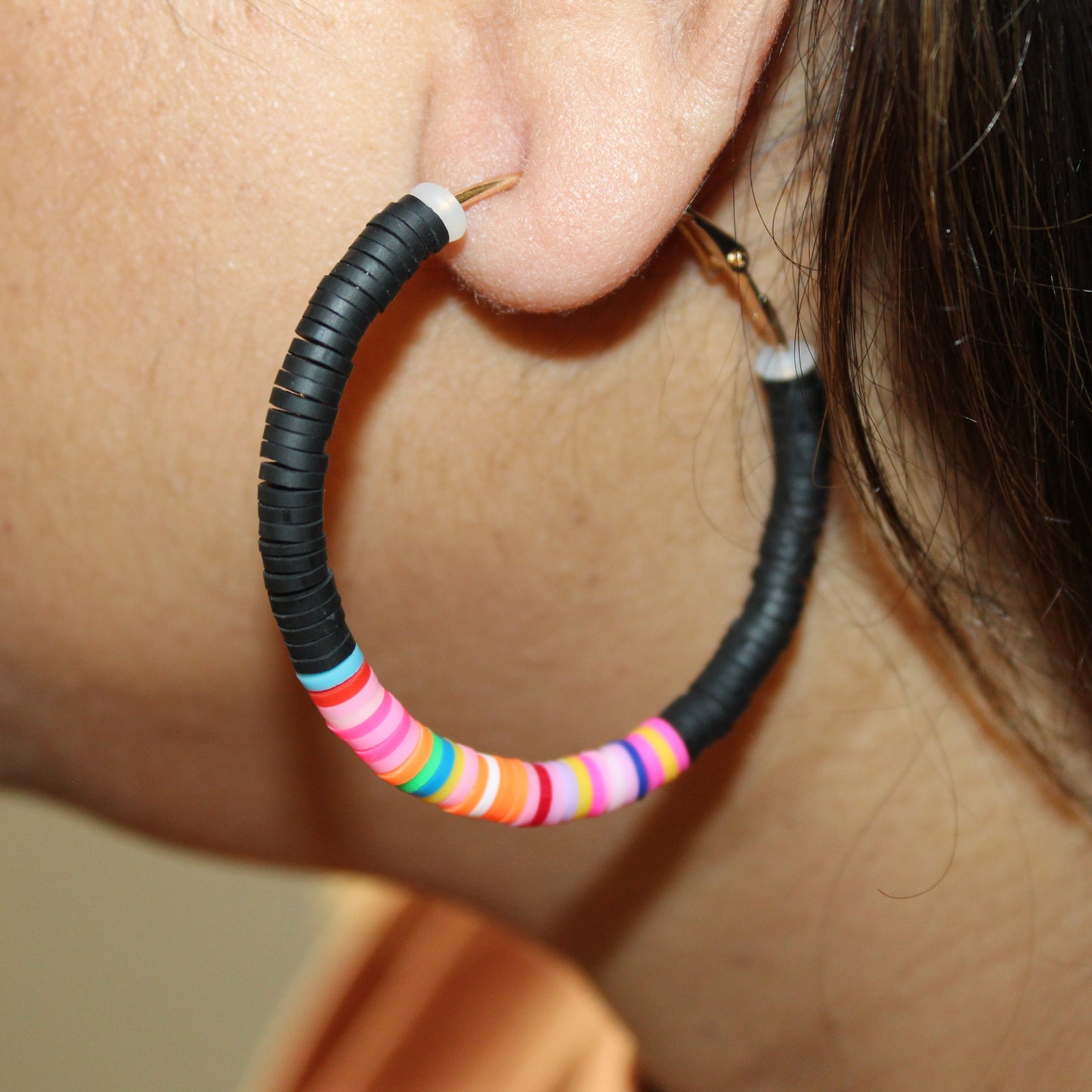 Boho Chic Polymer Clay Hoop Earrings