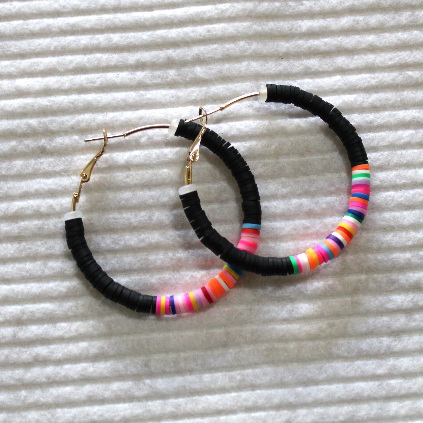 Boho Chic Polymer Clay Hoop Earrings