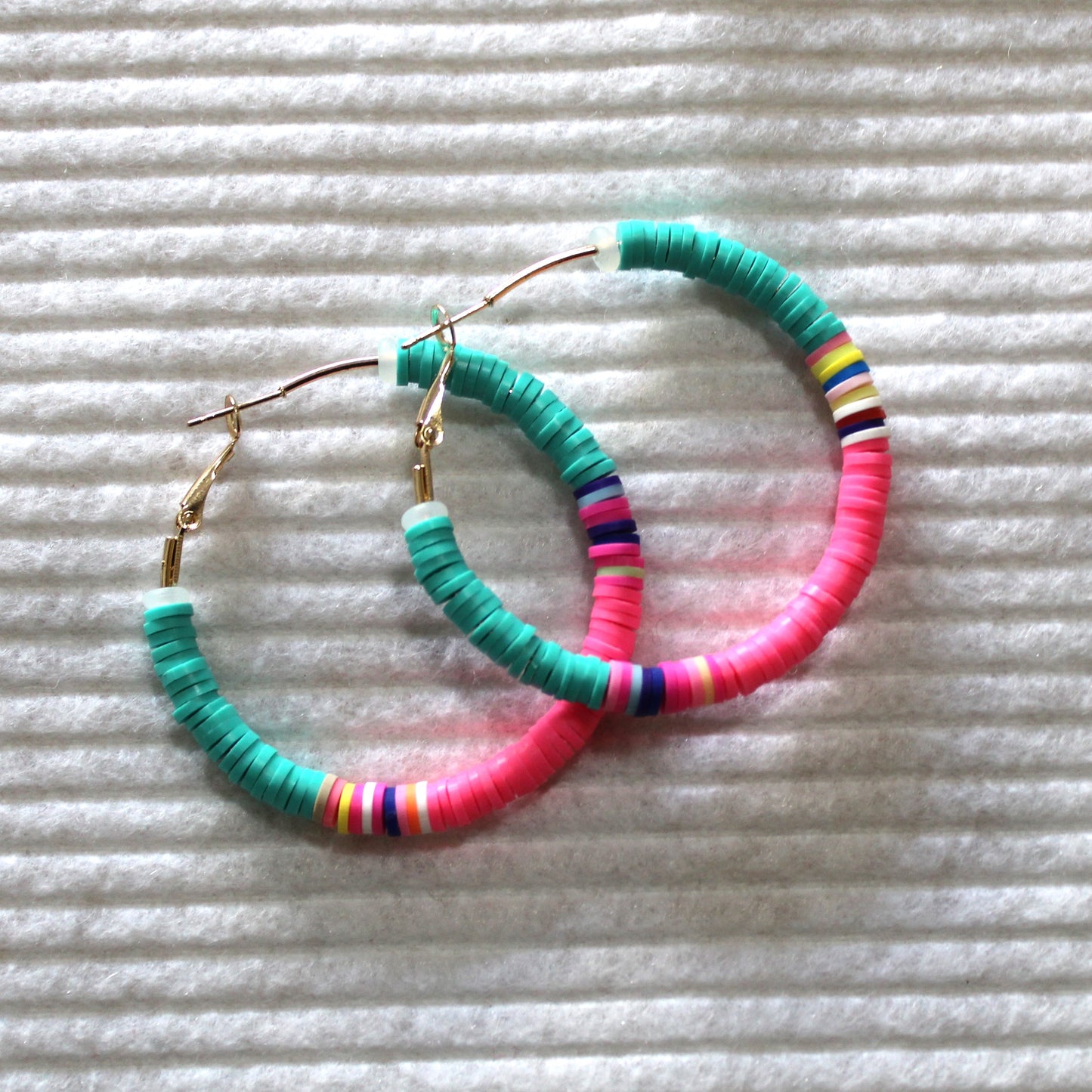 Boho Chic Polymer Clay Hoop Earrings