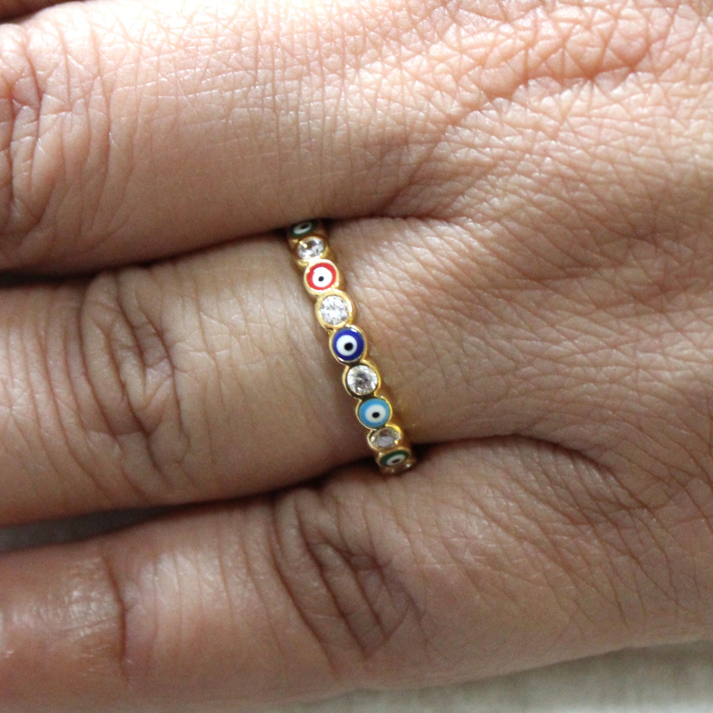 Dainty Evil Eye Adjustable Rings