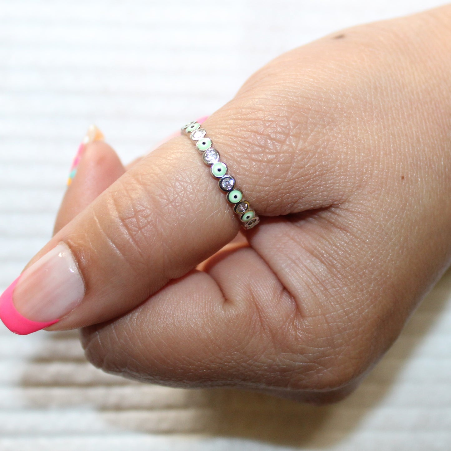 Dainty Evil Eye Adjustable Rings