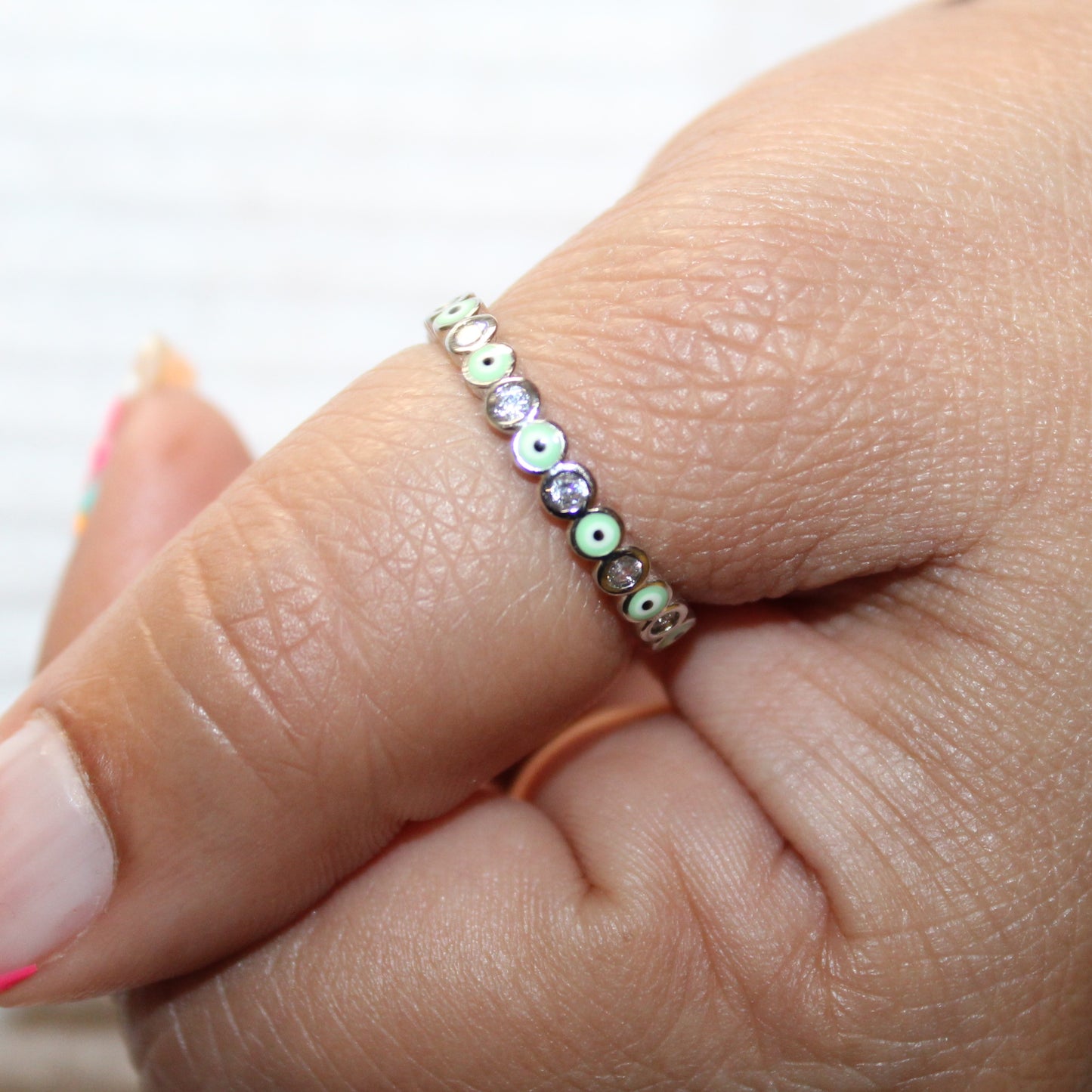 Dainty Evil Eye Adjustable Rings