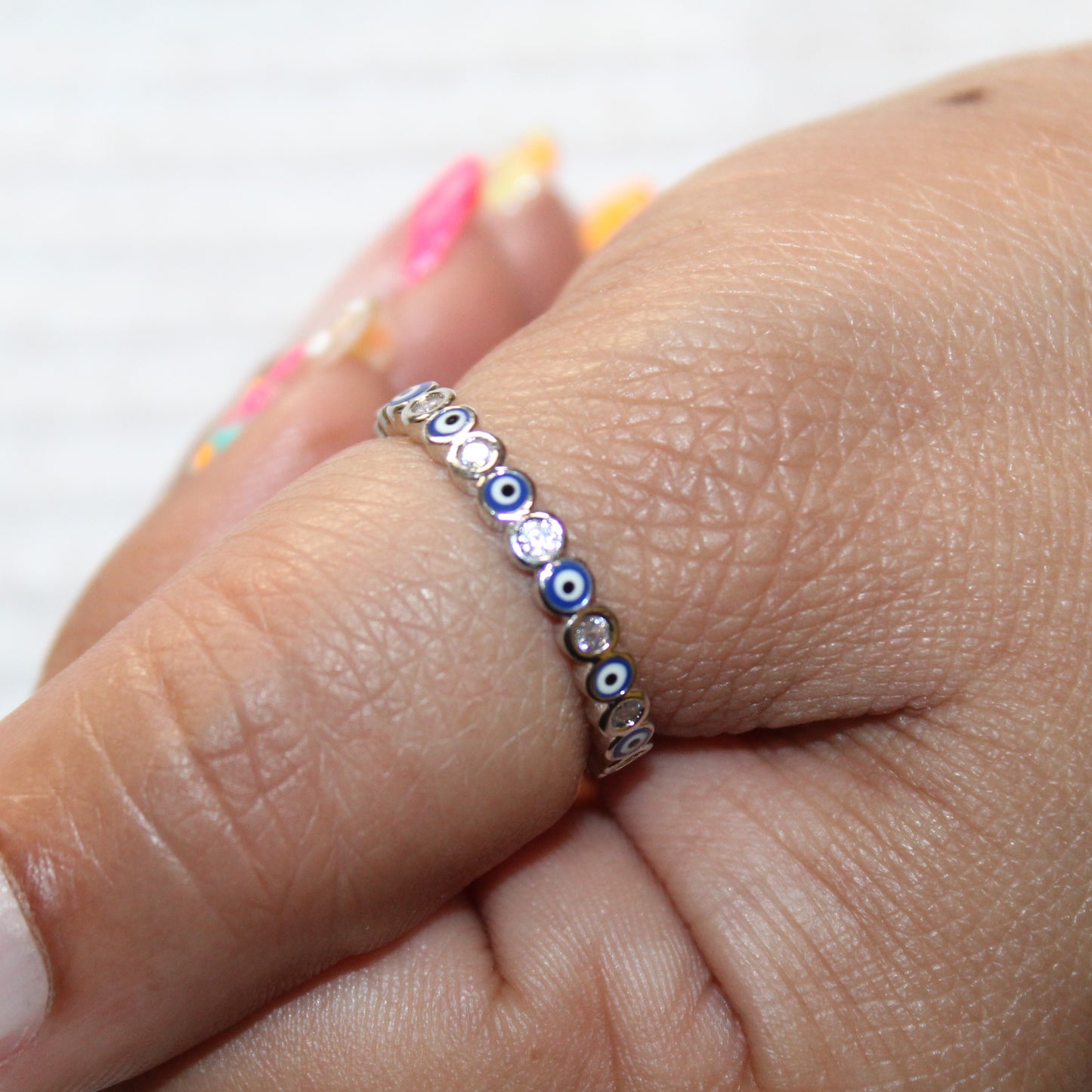Dainty Evil Eye Adjustable Rings