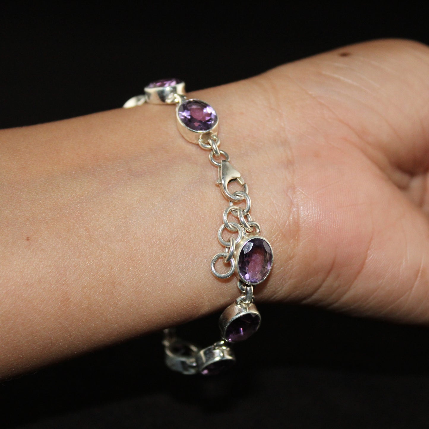 Amethyst in Sterling Silver Bracelet