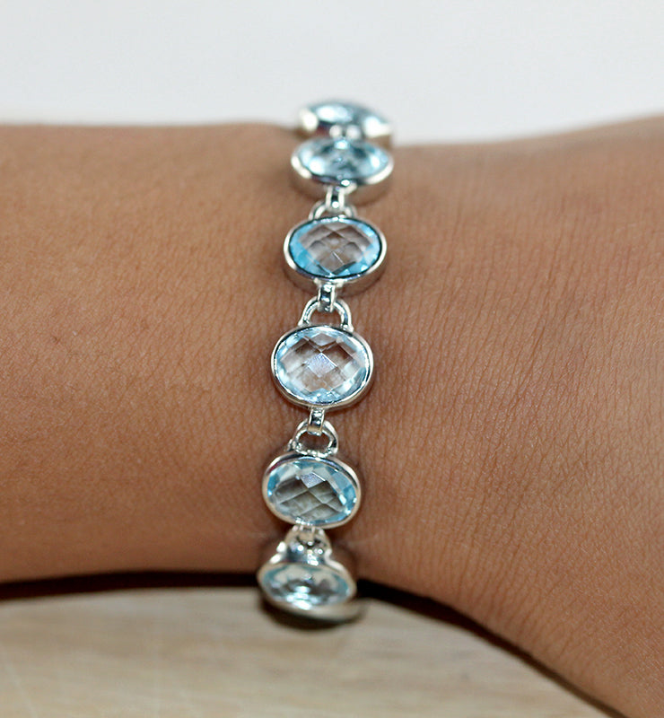 Blue Topaz Bracelet in Sterling Silver