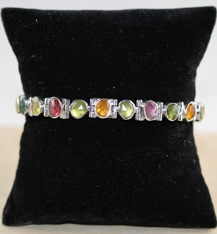 Multicolor Tourmaline Bracelet in Sterling Silver