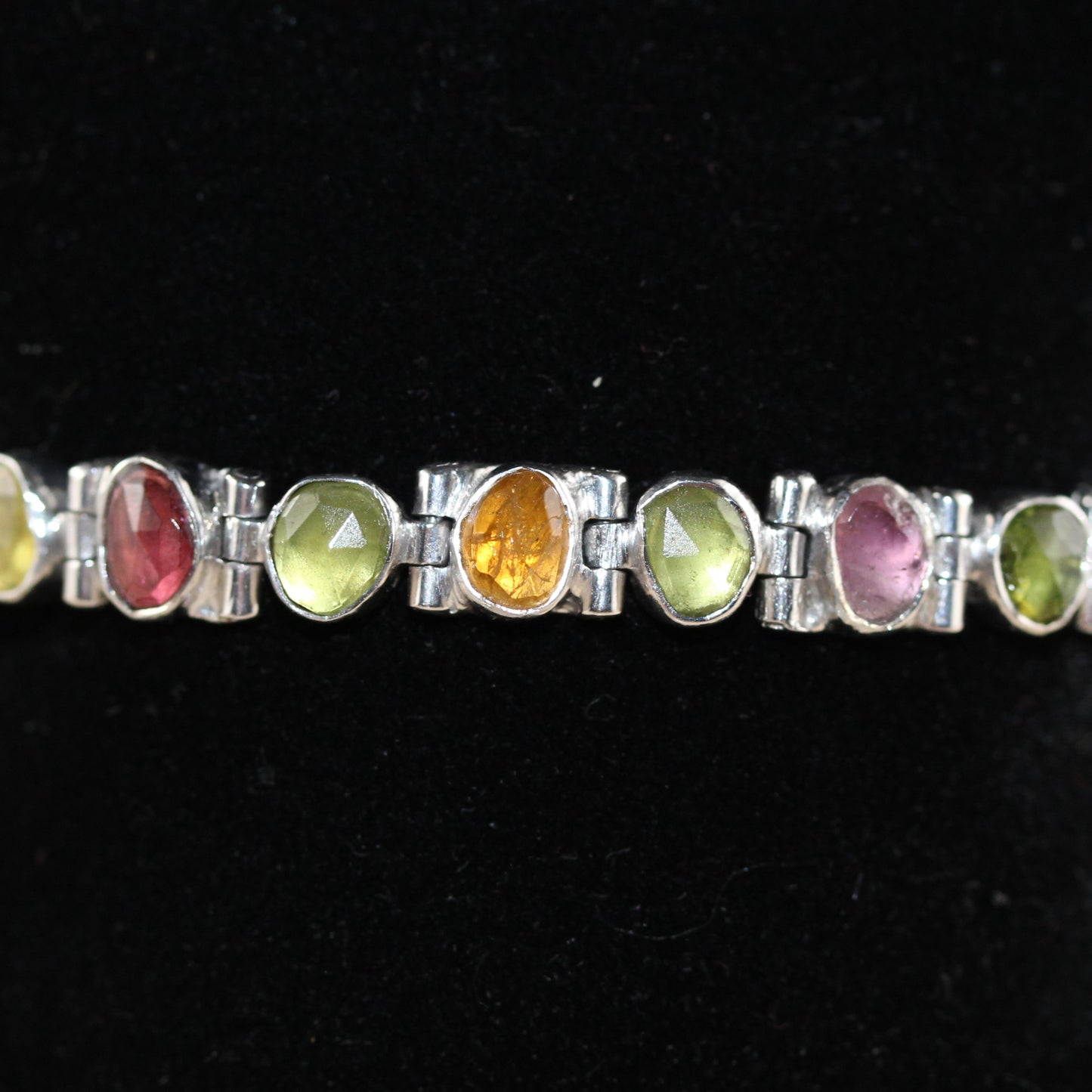 Multicolored Tourmaline Gemstones Bracelet in Sterling Silver