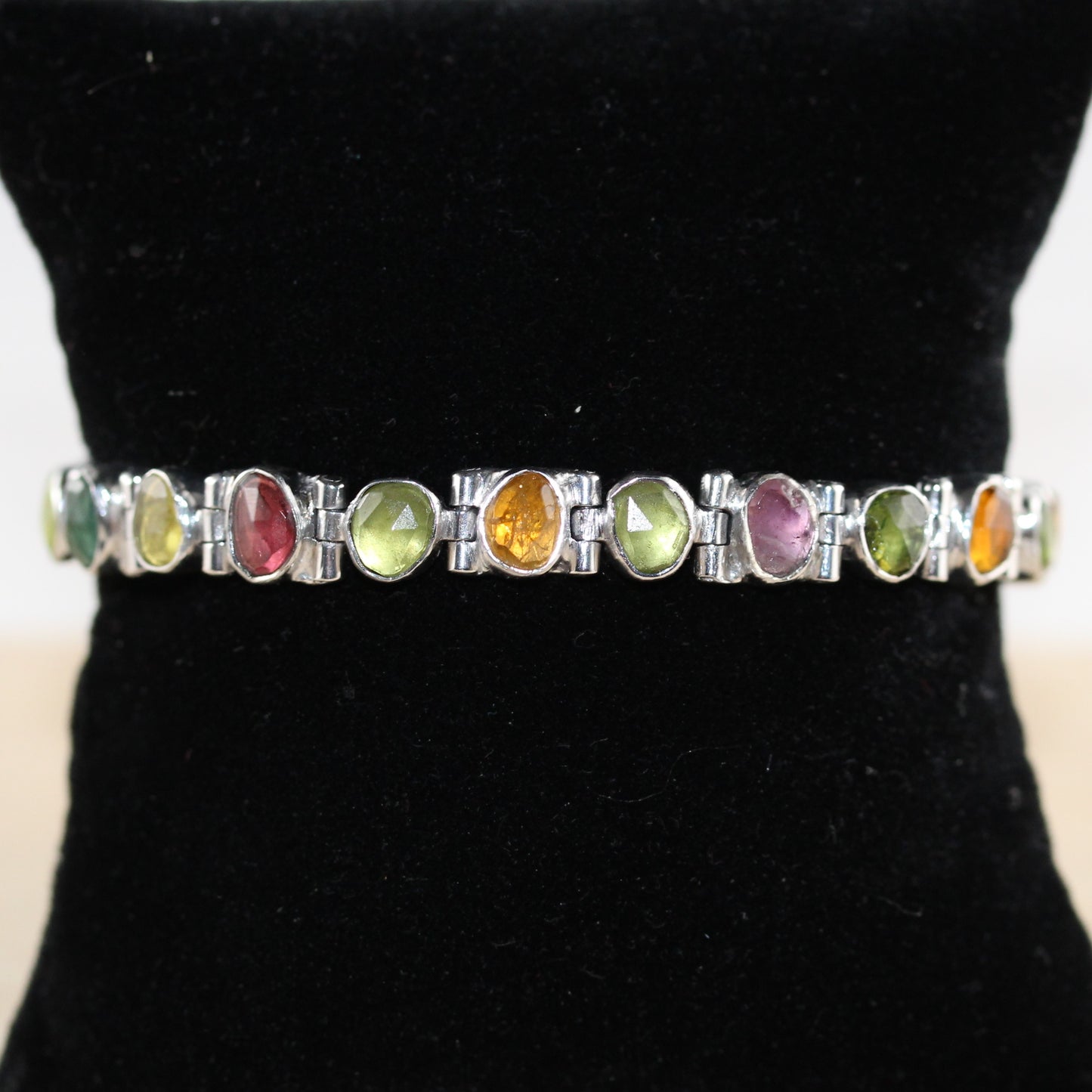 Multicolored Tourmaline Gemstones Bracelet in Sterling Silver
