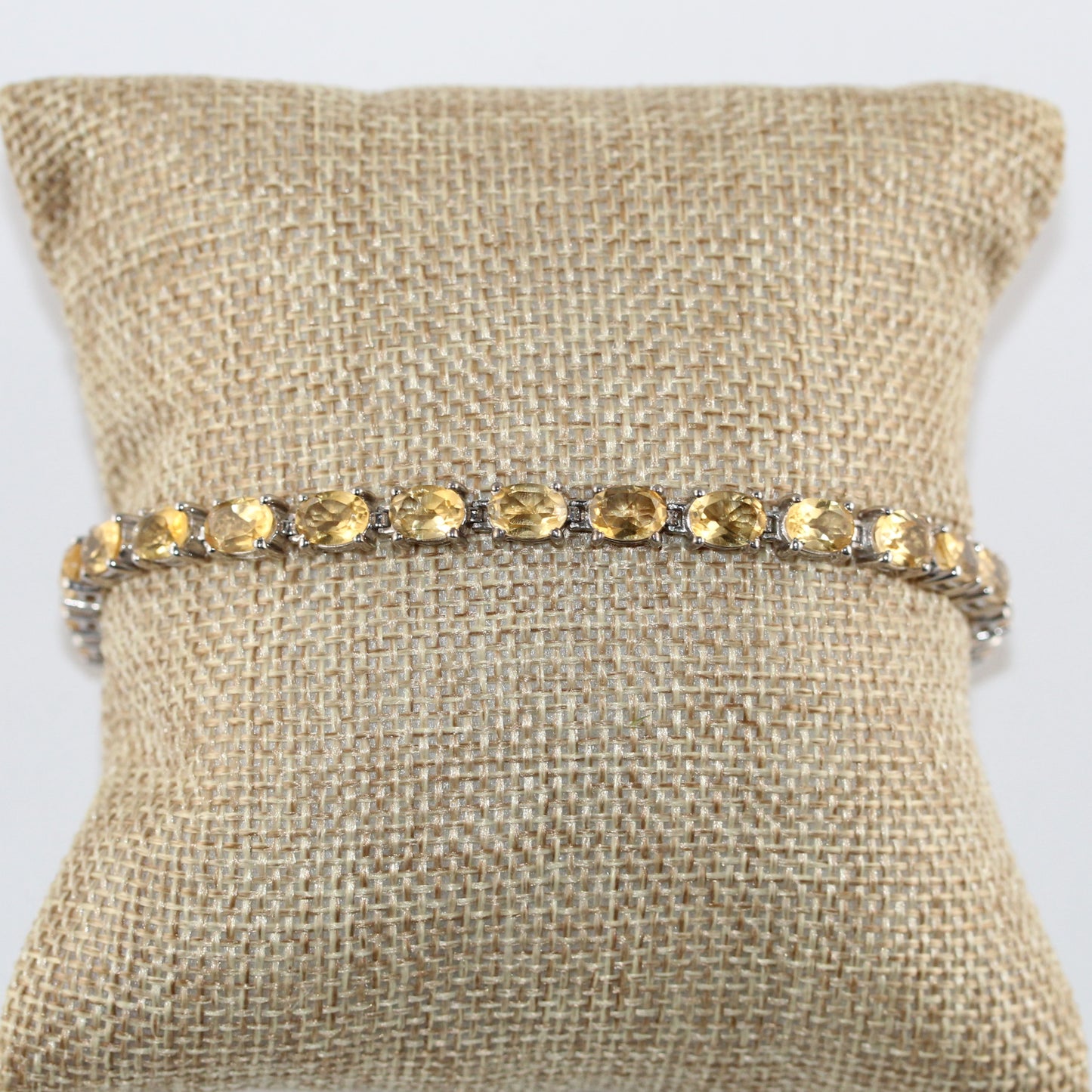 Oval Yellow Topaz Gemstone Bracelet in Sterling Silver