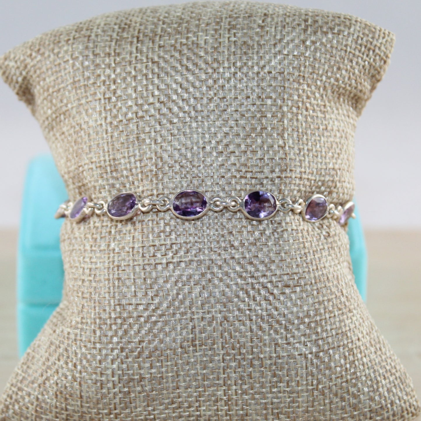 Dainty Amethyst Gemstone Bracelet in Sterling Silver