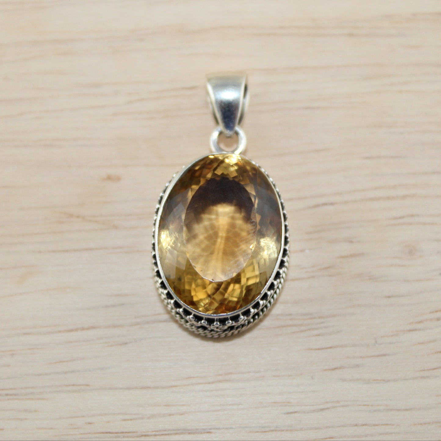 Golden Aura – Citrine Pendant in Sterling Silver