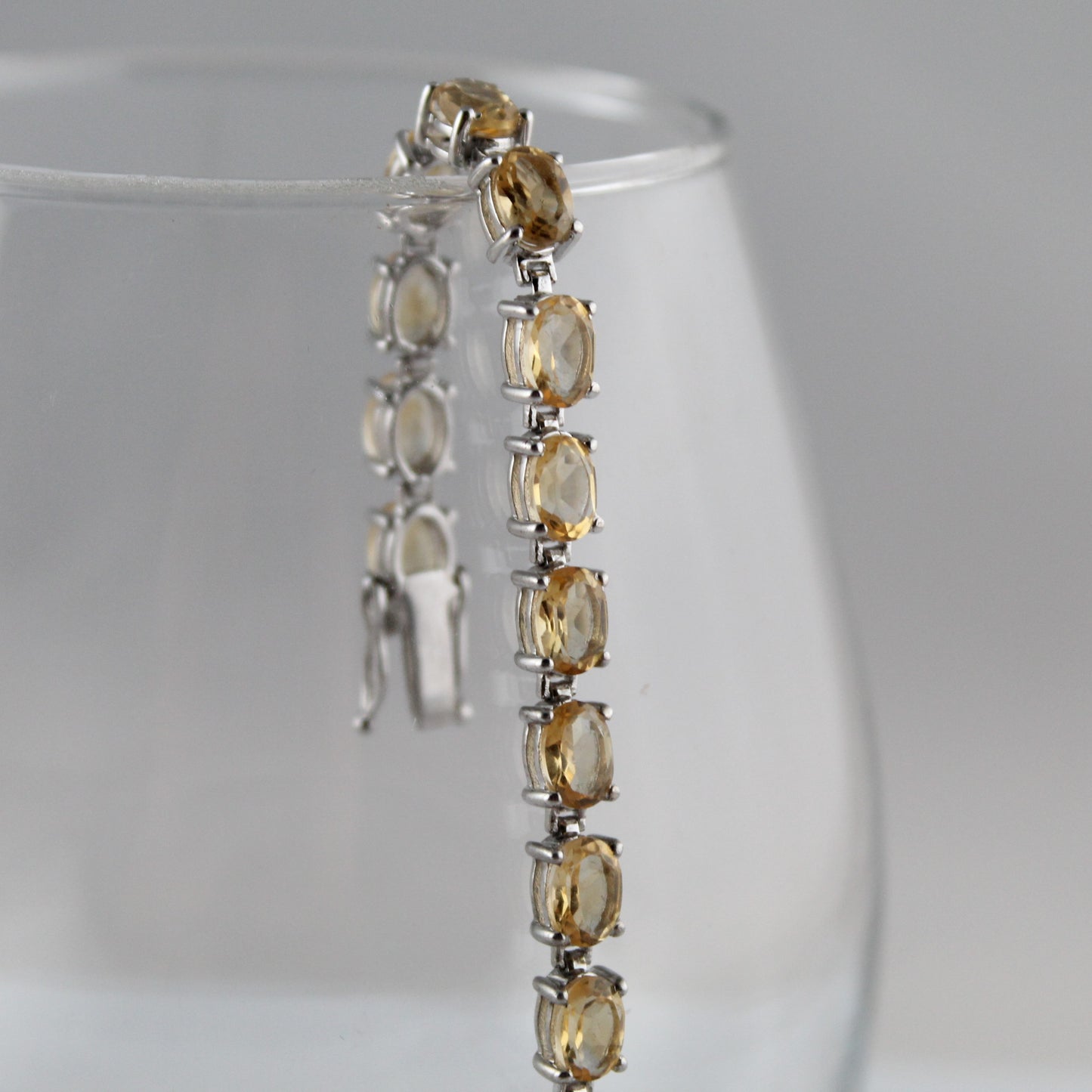 Oval Yellow Topaz Gemstone Bracelet in Sterling Silver