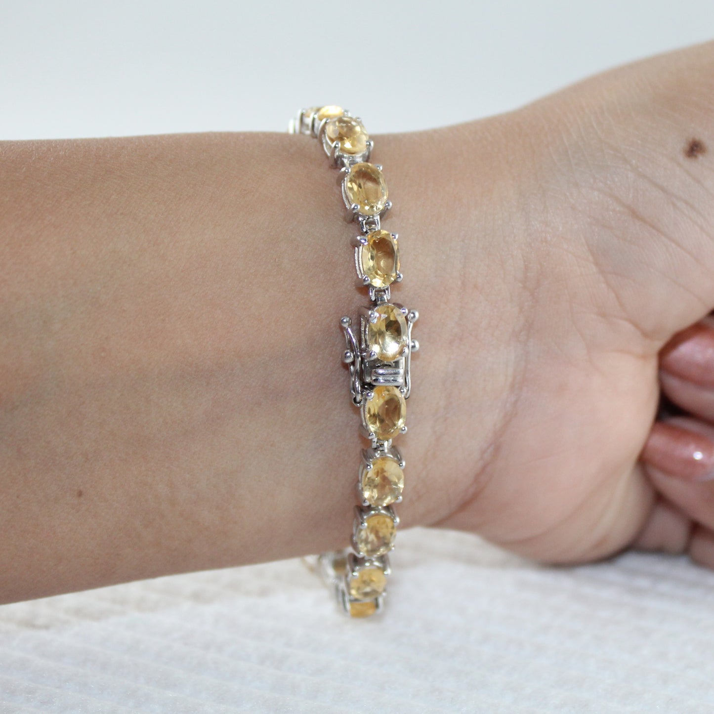 Oval Yellow Topaz Gemstone Bracelet in Sterling Silver