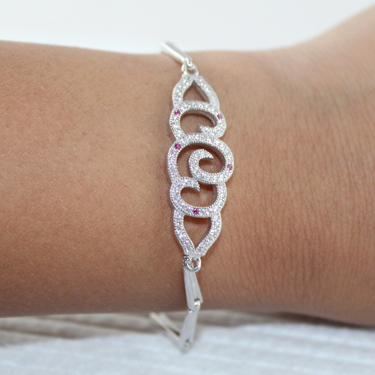 Encrusted Cubic Zirconia Bracelet in Sterling Silver