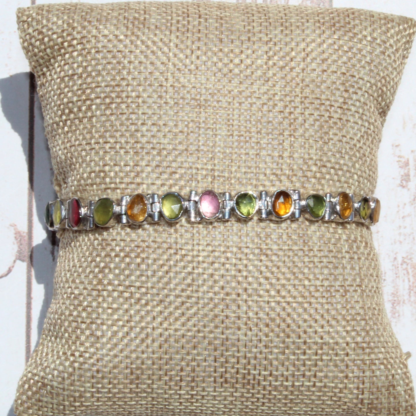Multicolored Tourmaline Gemstones Bracelet in Sterling Silver