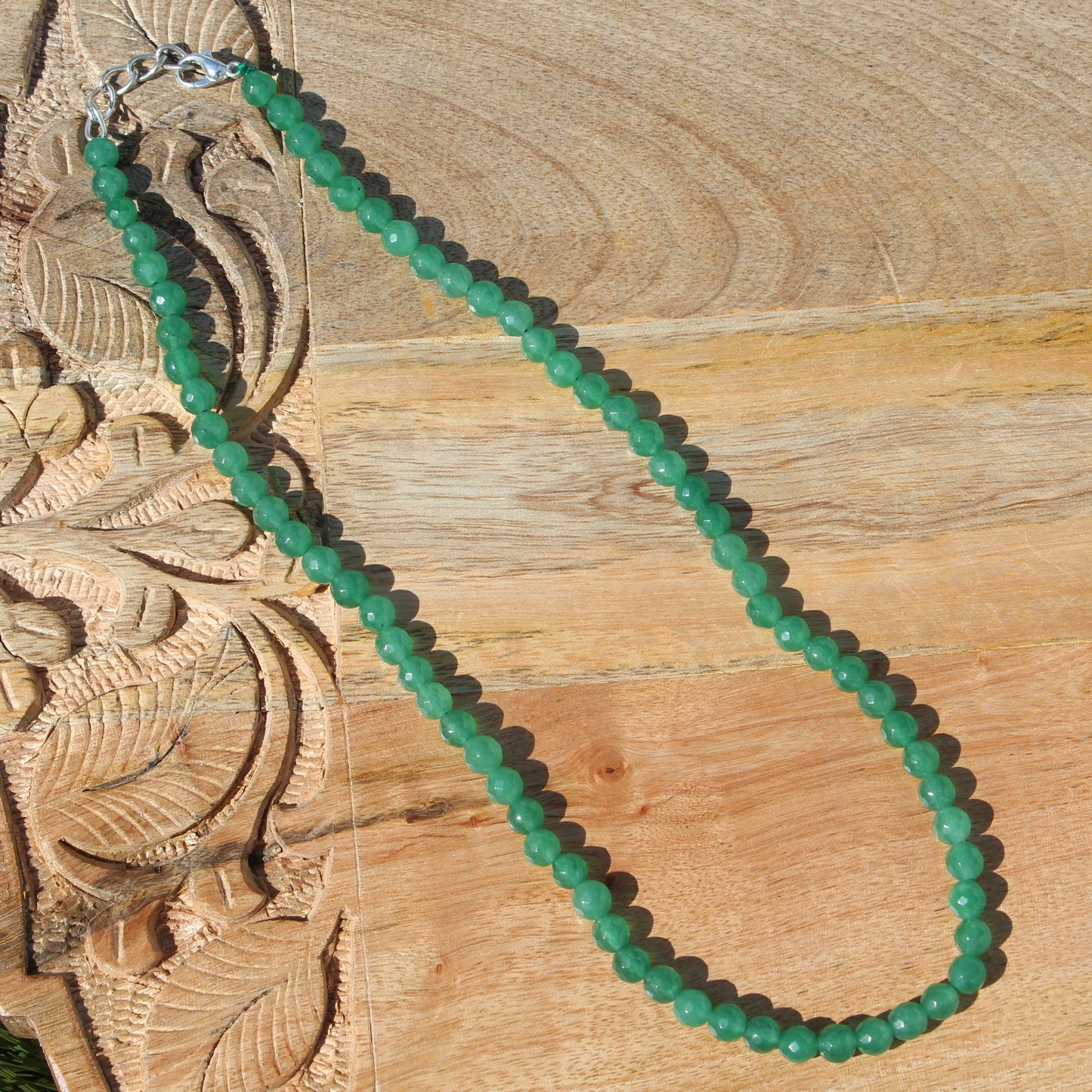 Semi Precious Emerald faceted Single Strand Necklace