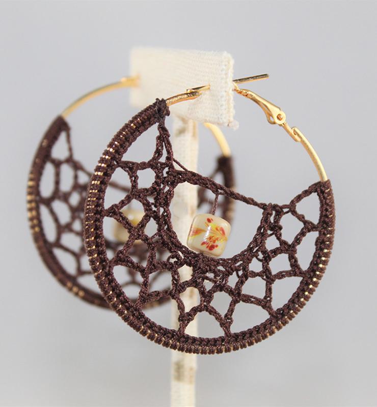 Crochet Earrings with flower bead - Little Elephant