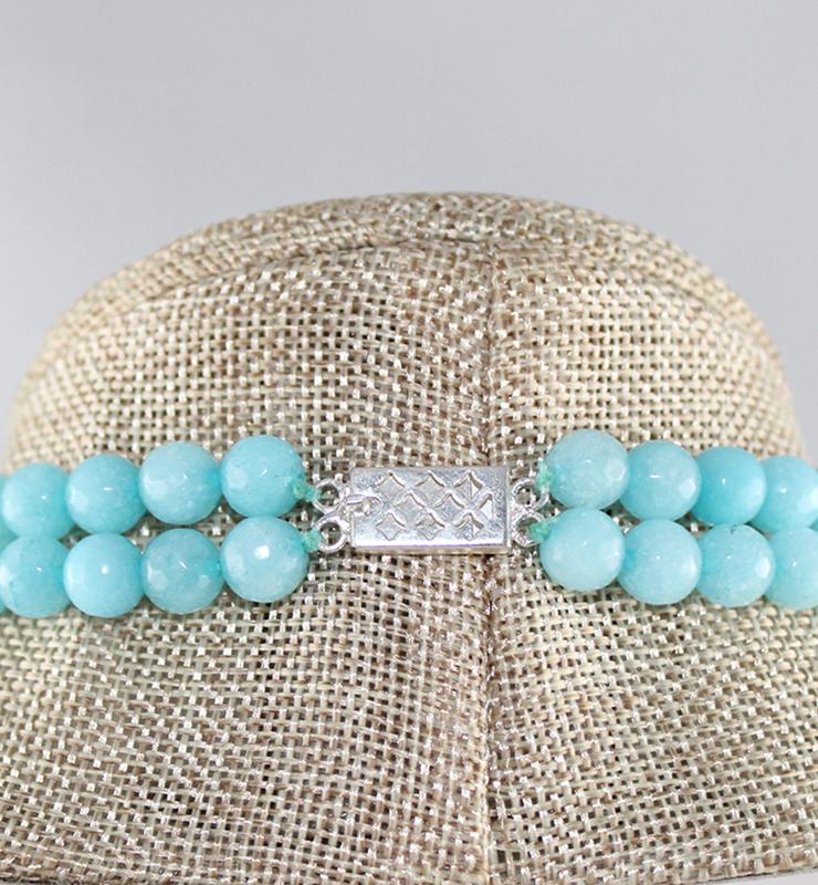 Double Strand Semi Precious Sky Blue Beaded Stones - Little Elephant