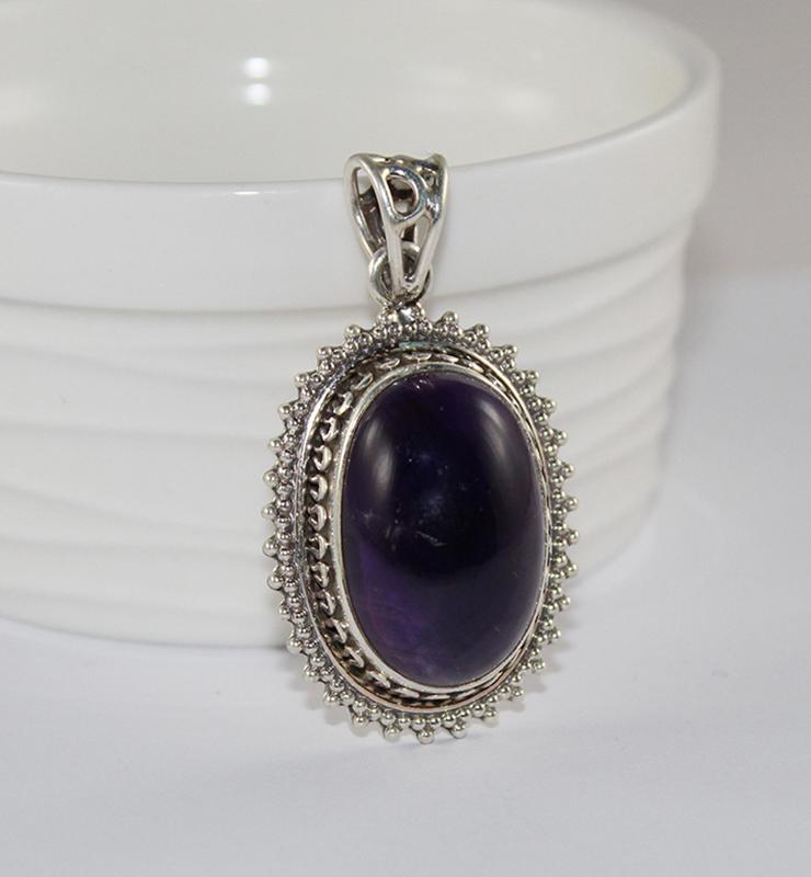 Boho Amethyst Oval Pendant - Little Elephant
