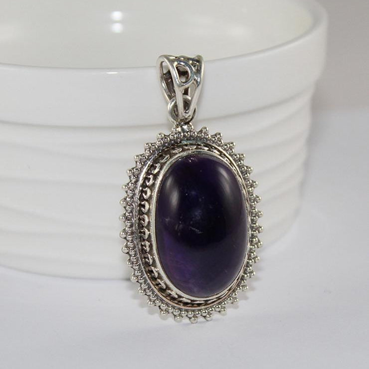 Boho Amethyst Oval Pendant - Little Elephant