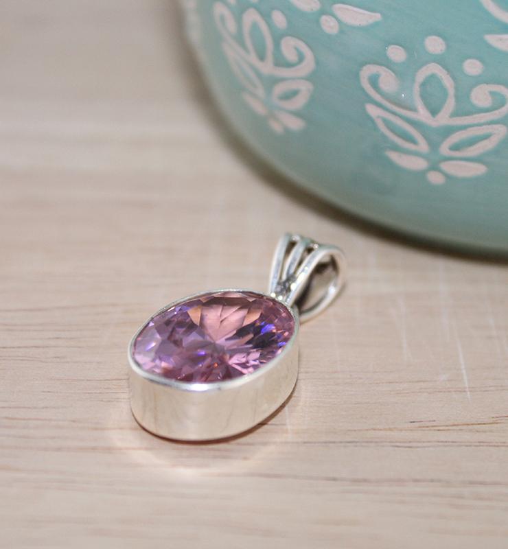 Bright Pink CZ Pendant - Little Elephant