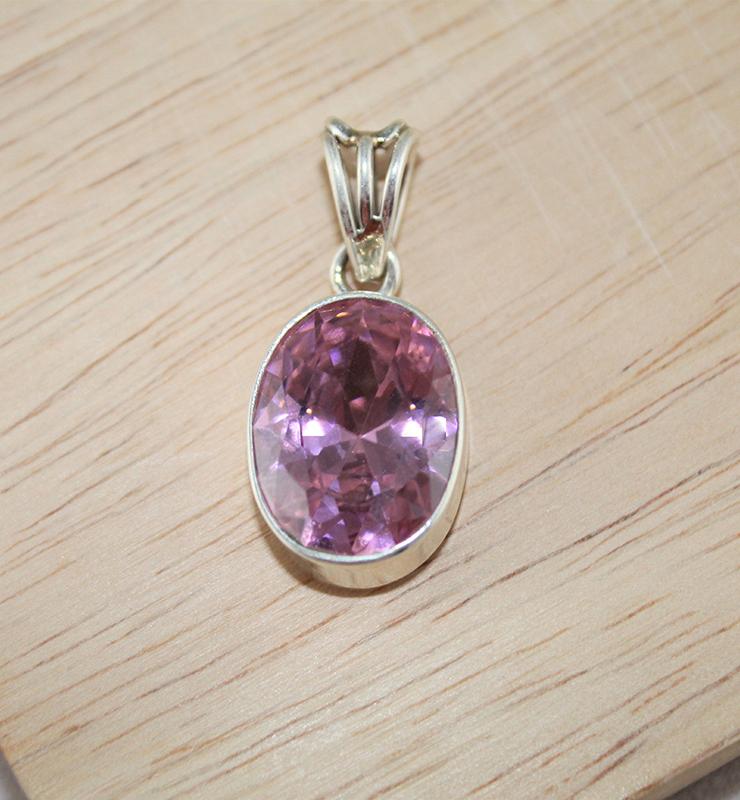 Bright Pink CZ Pendant - Little Elephant