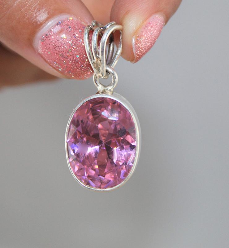 Bright Pink CZ Pendant - Little Elephant