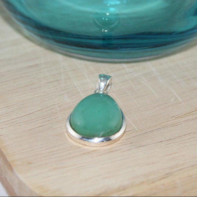 Teardrop Chalcedony Pendant Set in Sterling Silver - Little Elephant