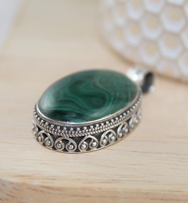Malachite Pendant - Little Elephant