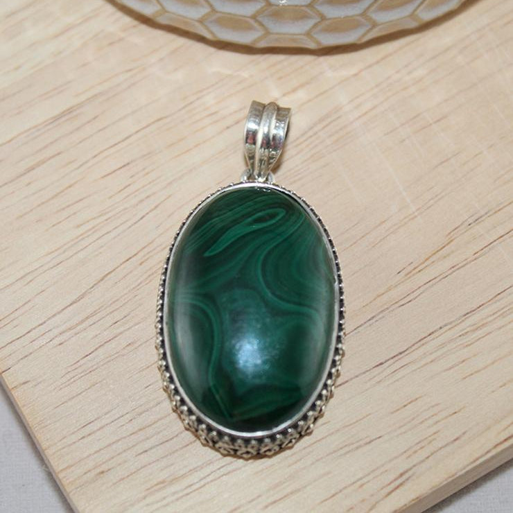 Malachite Pendant - Little Elephant