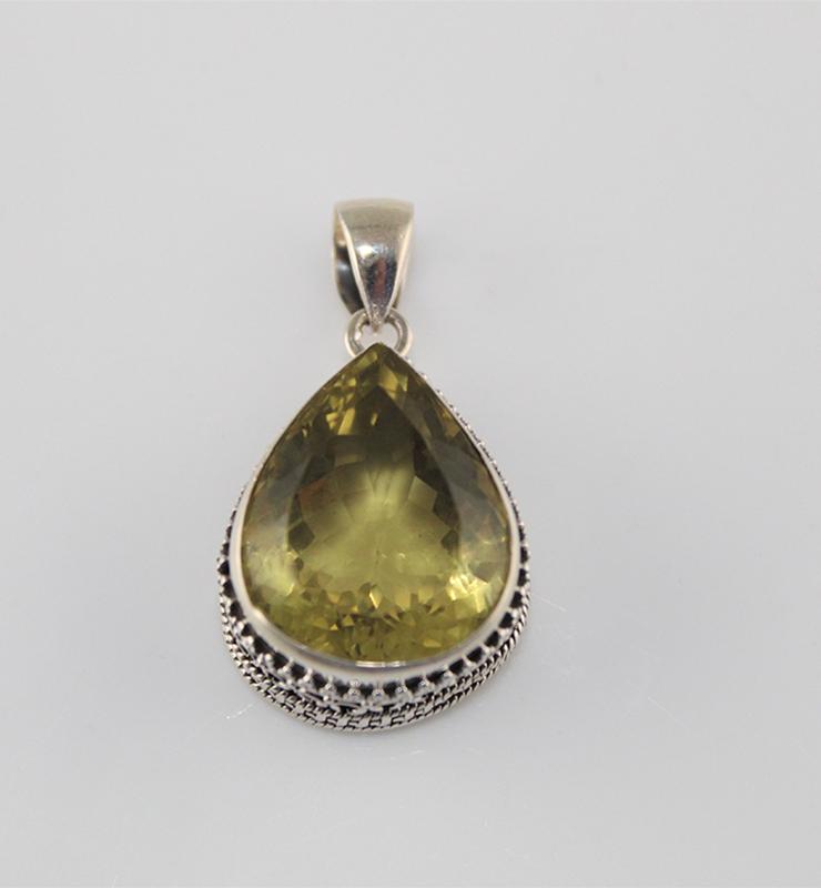 Lemon Topaz Teardrop Pendant - Little Elephant