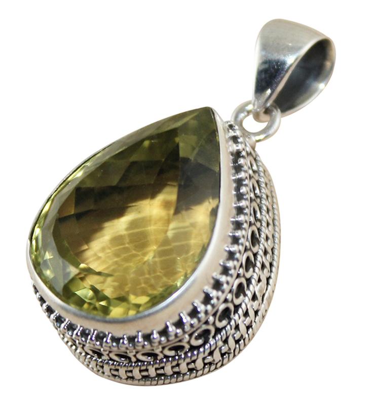 Lemon Topaz Teardrop Pendant - Little Elephant