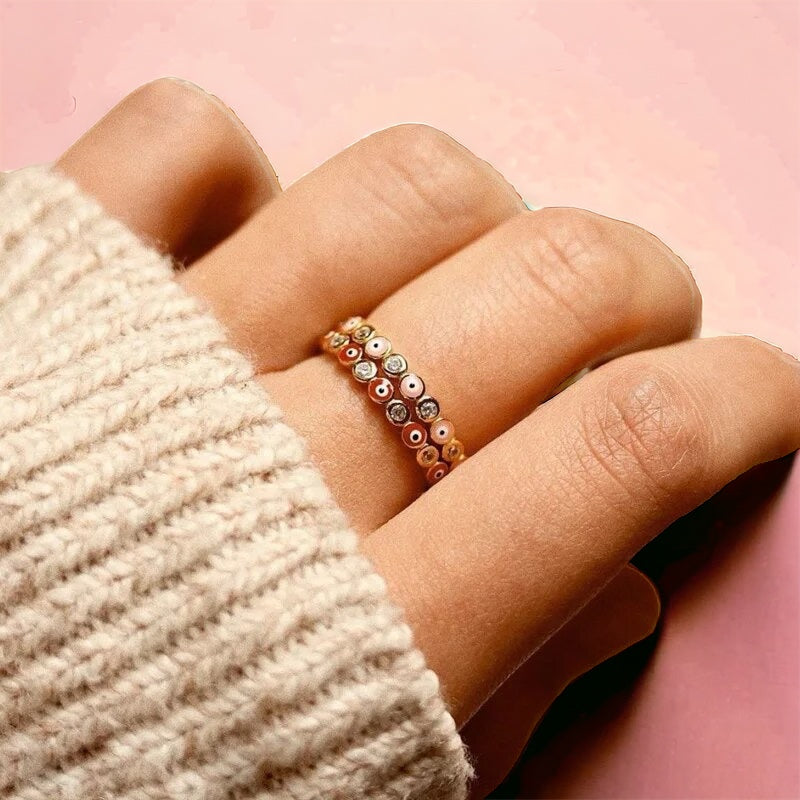 Dainty Evil Eye Adjustable Rings