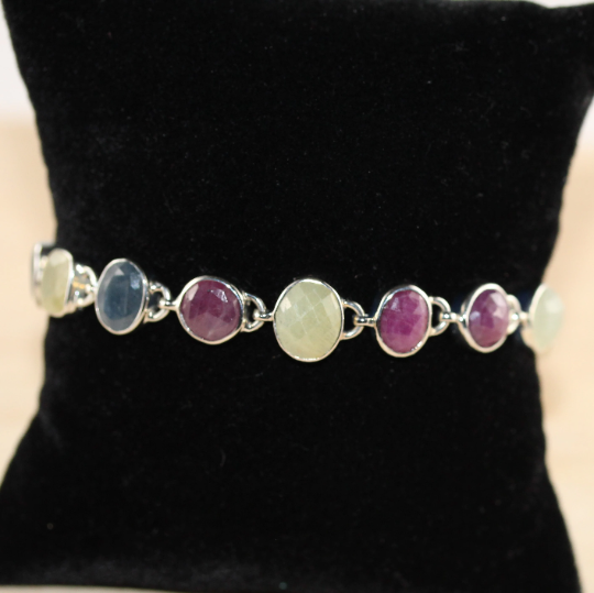 Multicolor Sapphire Sterling Silver Bracelet