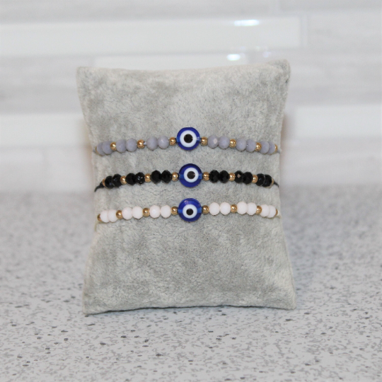Colored Crystal Evil Eye Beaded Bracelet