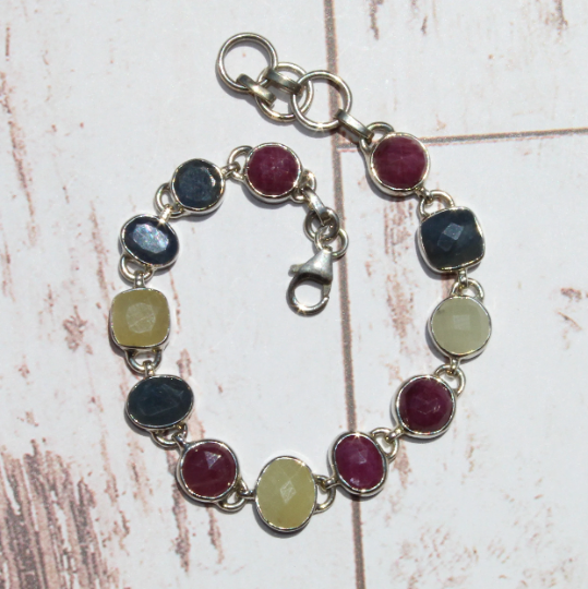 Multicolor Sapphire Sterling Silver Bracelet