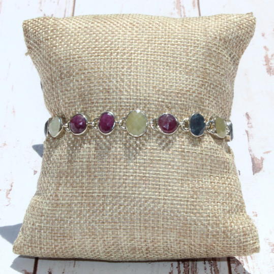 Multicolor Sapphire Sterling Silver Bracelet