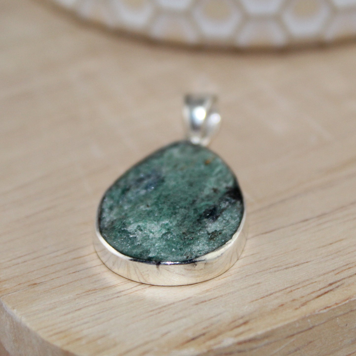 Emerald Horizon – Druzy Malachite Pendant