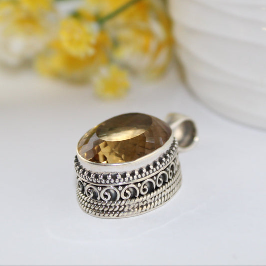 Golden Aura – Citrine Pendant in Sterling Silver