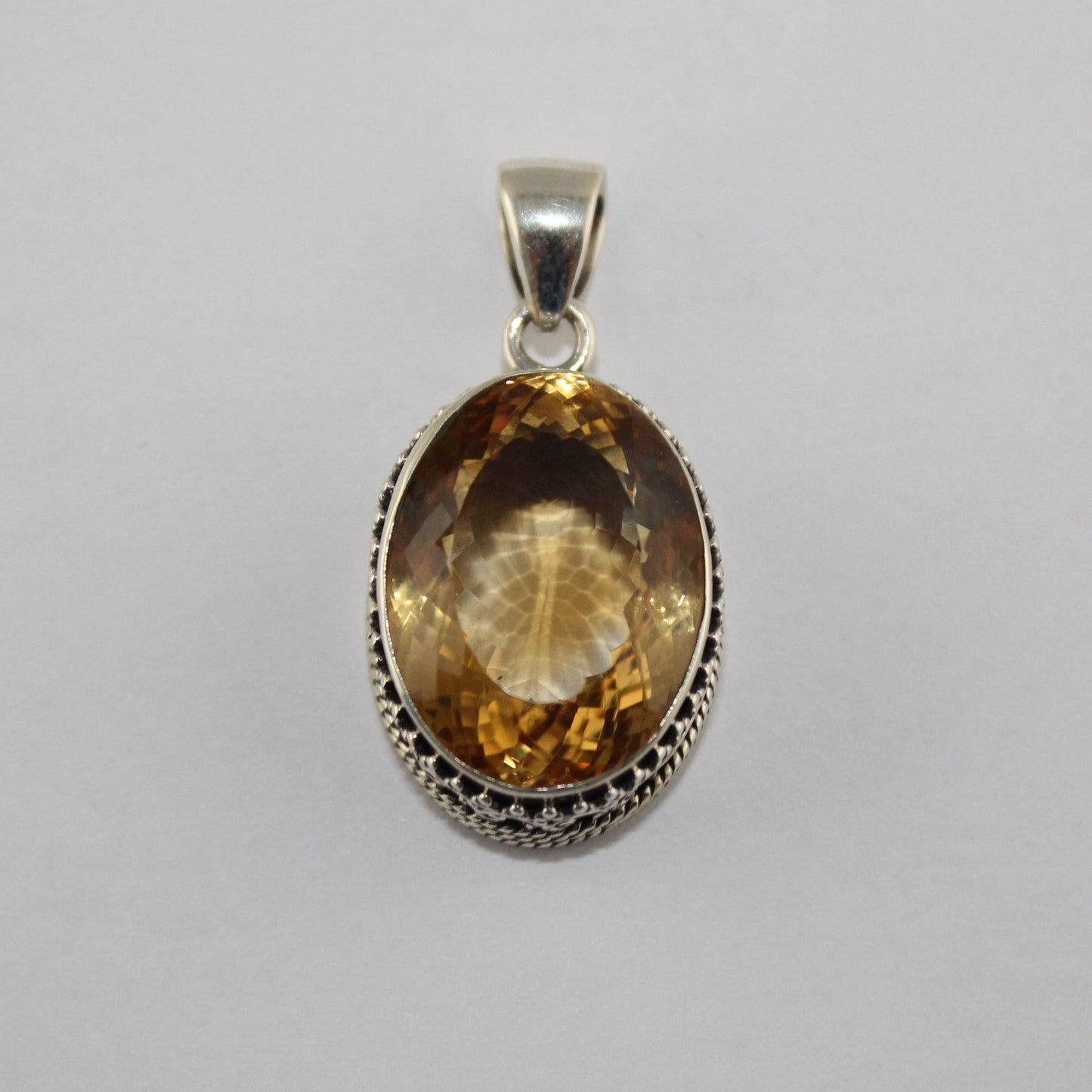 Golden Aura – Citrine Pendant in Sterling Silver