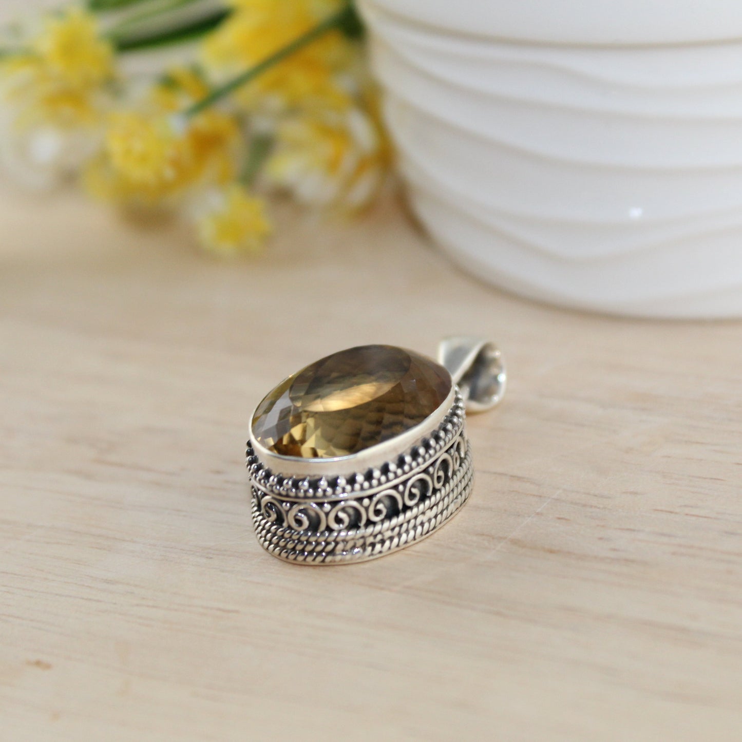 Golden Aura – Citrine Pendant in Sterling Silver