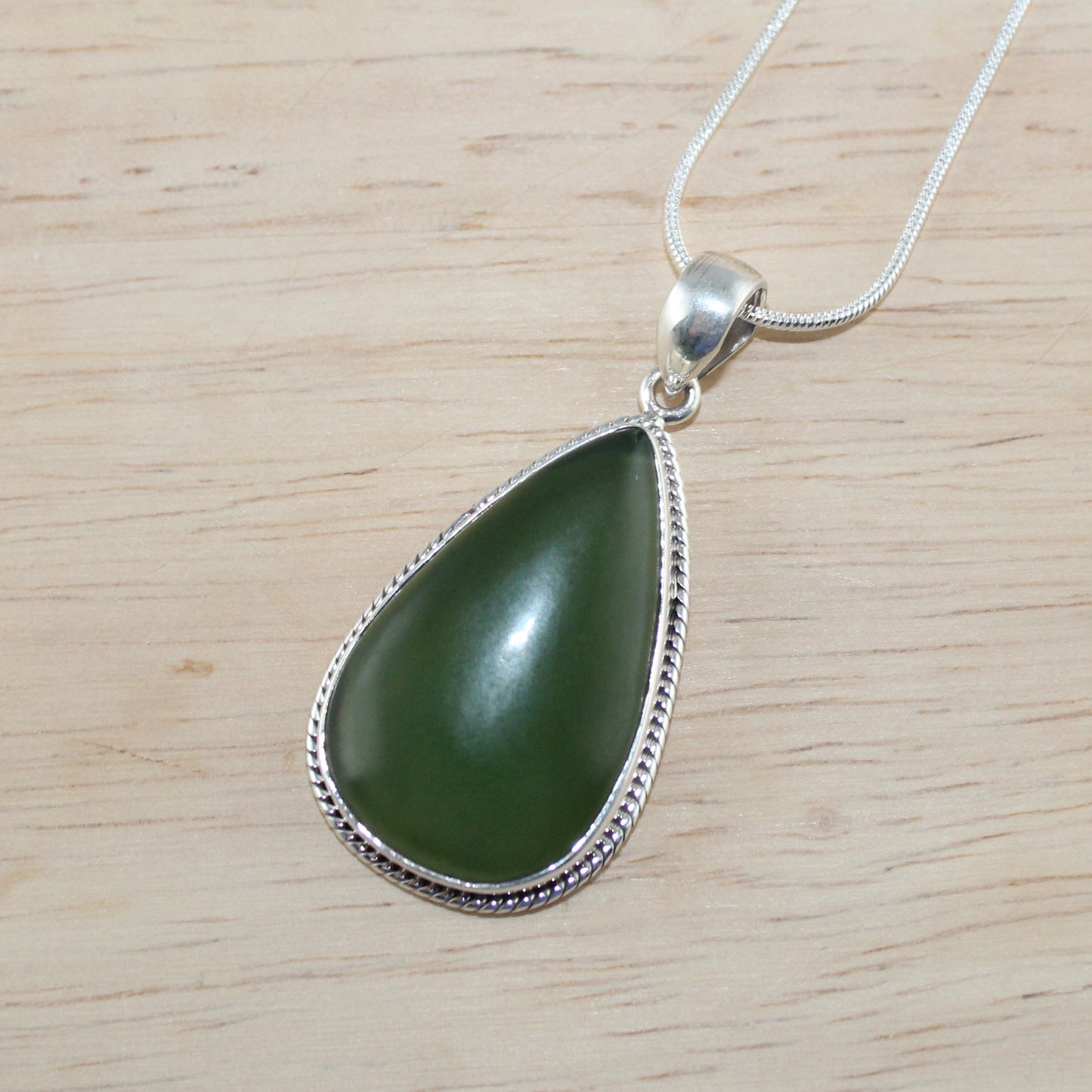 Forest Calm – Prehnite Teardrop Pendant
