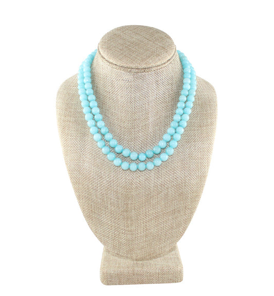 Double Strand Semi Precious Sky Blue Beaded Stones - Little Elephant