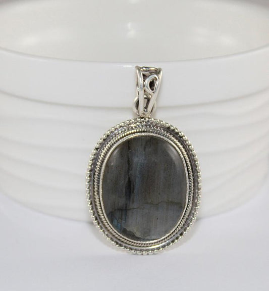 Labradorite Oval Pendant - Little Elephant